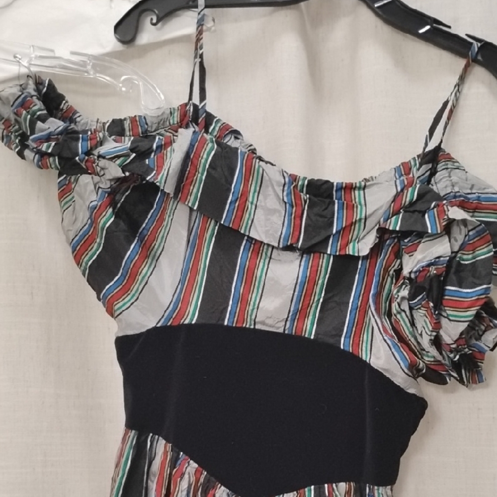Striped Off-Shoulder Dress Small Size Head Turner !!! Y2K Vintage, 90s Early